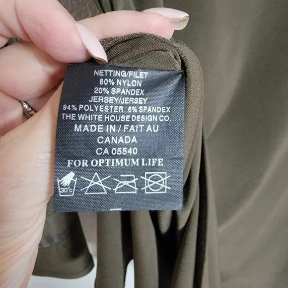 Sympli Olive V-Neck Tunic with Mesh Inserts - Picture 6 of 6